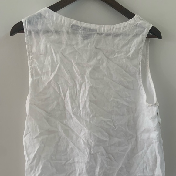 100% Linen Sleeveless White Top XL - Picture 2 of 5